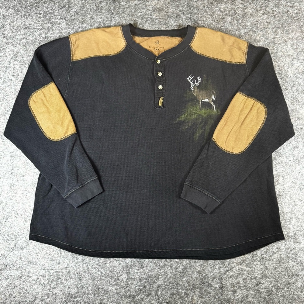 Legendary Henley Pullover Shirt Mens 3XL Deer Buck Graphic Outdoor Casual